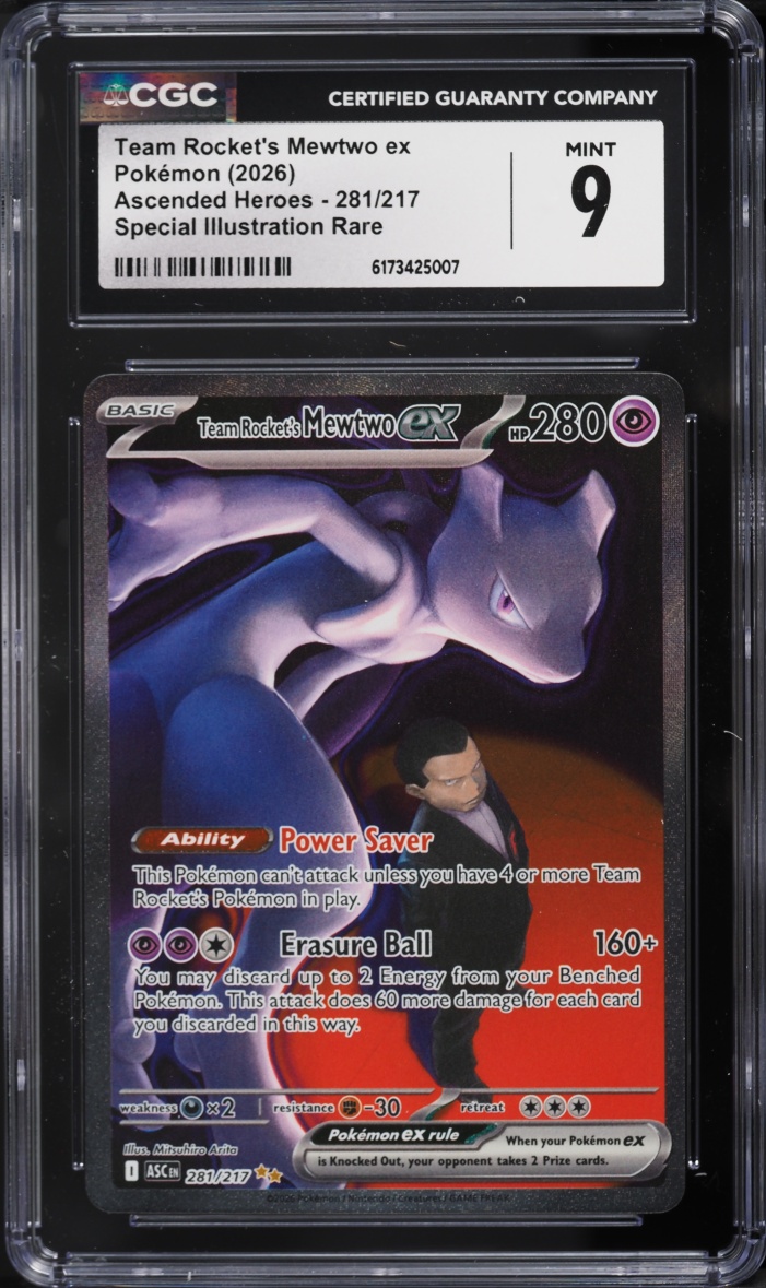 2026 Pokemon Mega Evolution Ascended Heroes SIR Team Rocket's Mewtwo ex #281 CGC 9 MINT