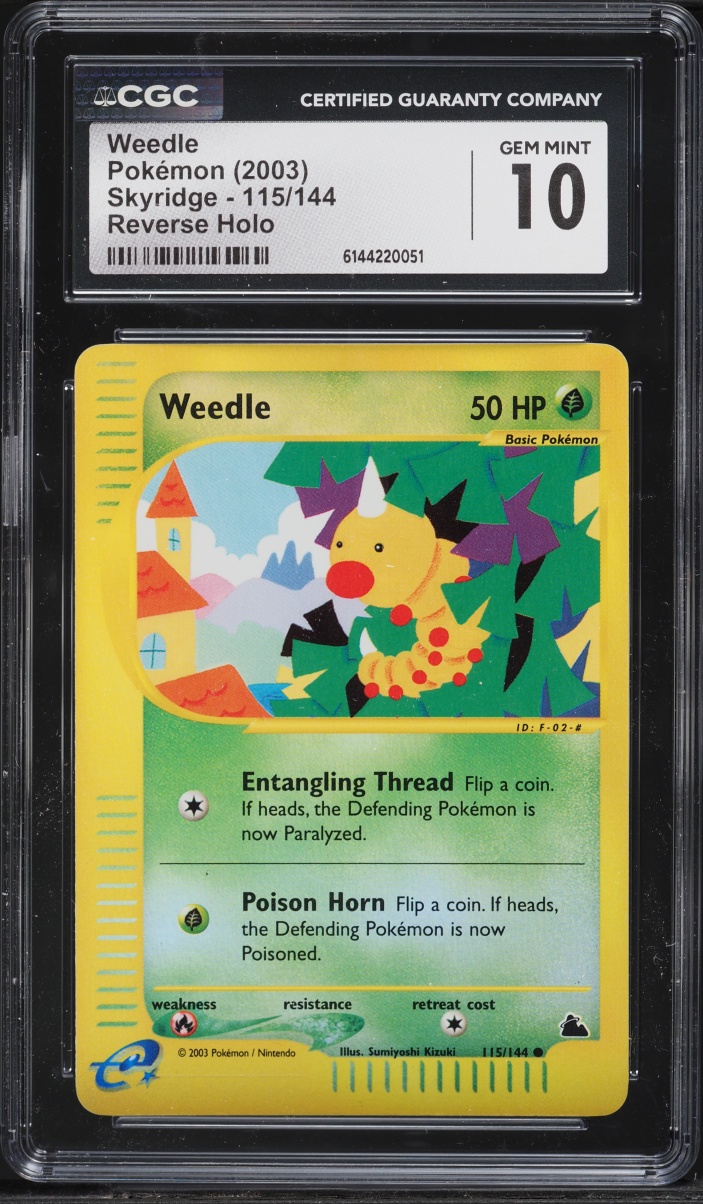 2003 Pokemon Skyridge Reverse Holo Weedle #115 CGC 10 GEM MINT