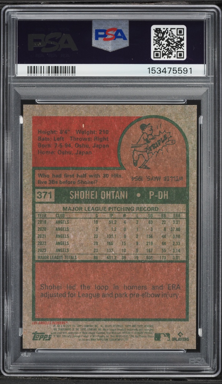 2024 Topps Heritage Chrome Black Shohei Ohtani /75 #371 PSA 10 GEM MINT