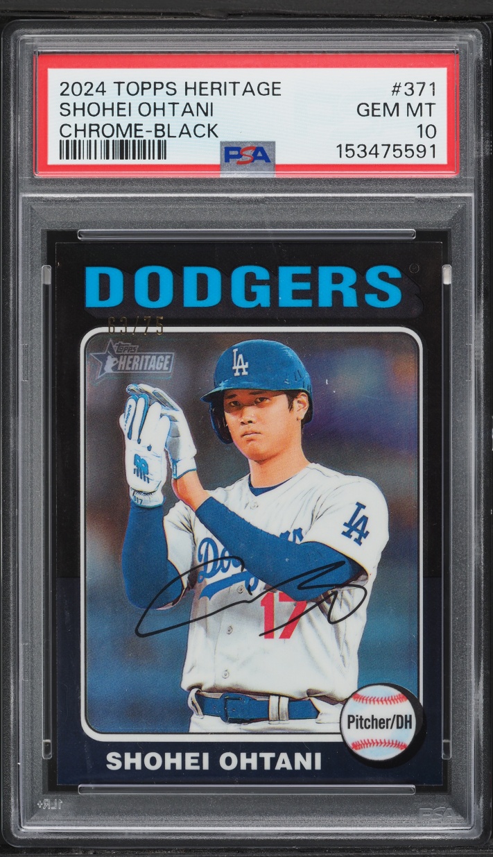 2024 Topps Heritage Chrome Black Shohei Ohtani /75 #371 PSA 10 GEM MINT