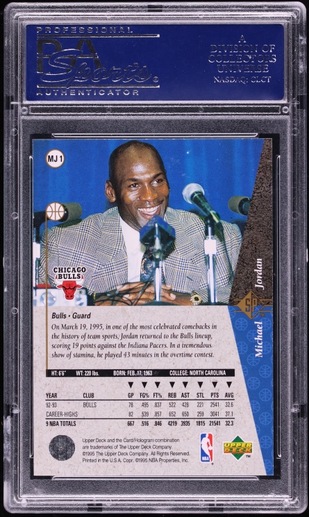 1994 SP Silver Michael Jordan #MJ1 PSA 10 GEM MINT