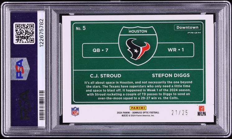 2024 Donruss Optic Downtown Duos Black Pandora C.J. Stroud Stefon Diggs /25 #5 PSA 10 GEM MINT