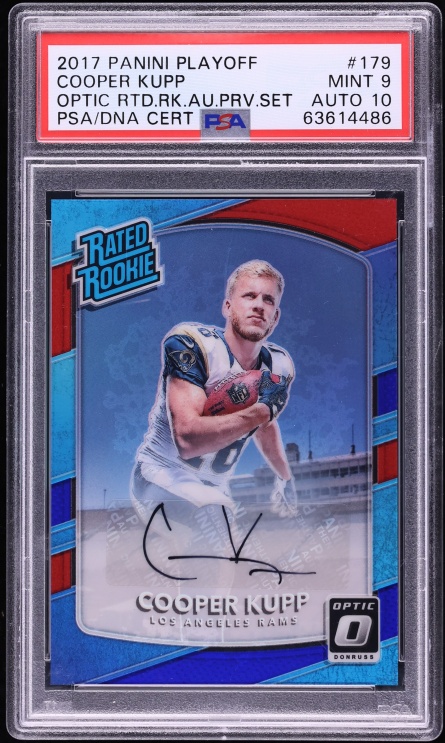 2017 Panini Playoff Optic Preview Set Cooper Kupp ROOKIE AUTO DNA 10 /23 #179 PSA 9 MINT
