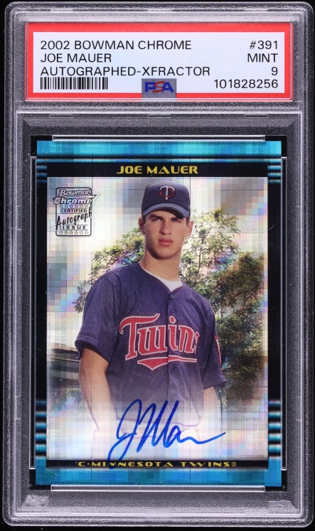 2002 Bowman Chrome Xfractor Joe Mauer ROOKIE AUTO #391 PSA 9 MINT