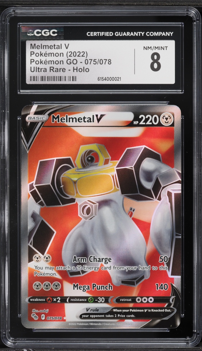 2022 Pokemon Sword & Shield Pokemon GO Full Art Melmetal V #75 CGC 8 NM-MT