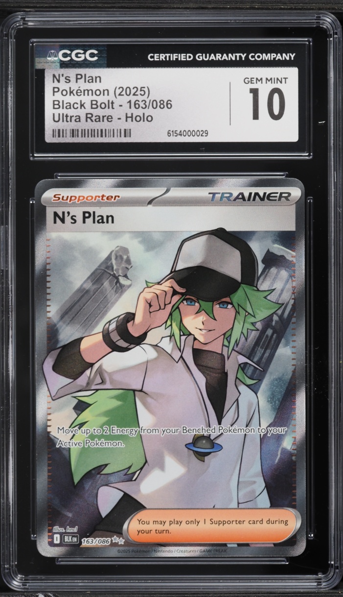 2025 Pokemon Scarlet & Violet Black Bolt Full Art N's Plan #163 CGC 10 GEM MINT