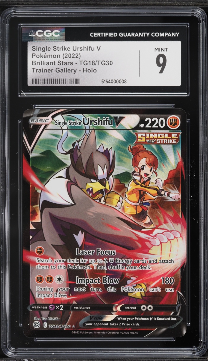 2022 Pokemon Sword & Shield Brilliant Stars CHR Single Strike Urshifu V #TG18 CGC 9 MINT
