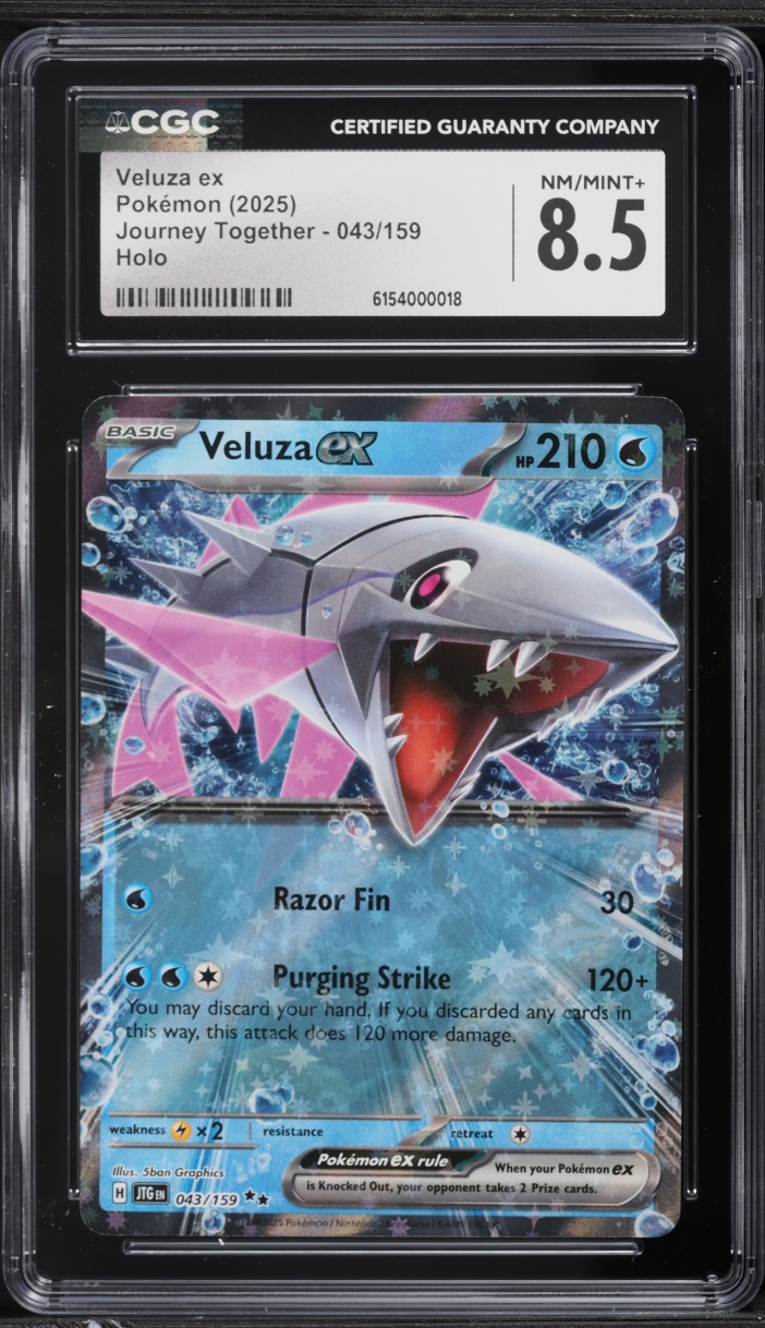 2025 Pokemon Scarlet & Violet Journey Together Holo Veluza ex #43 CGC 8.5 NM-MT+