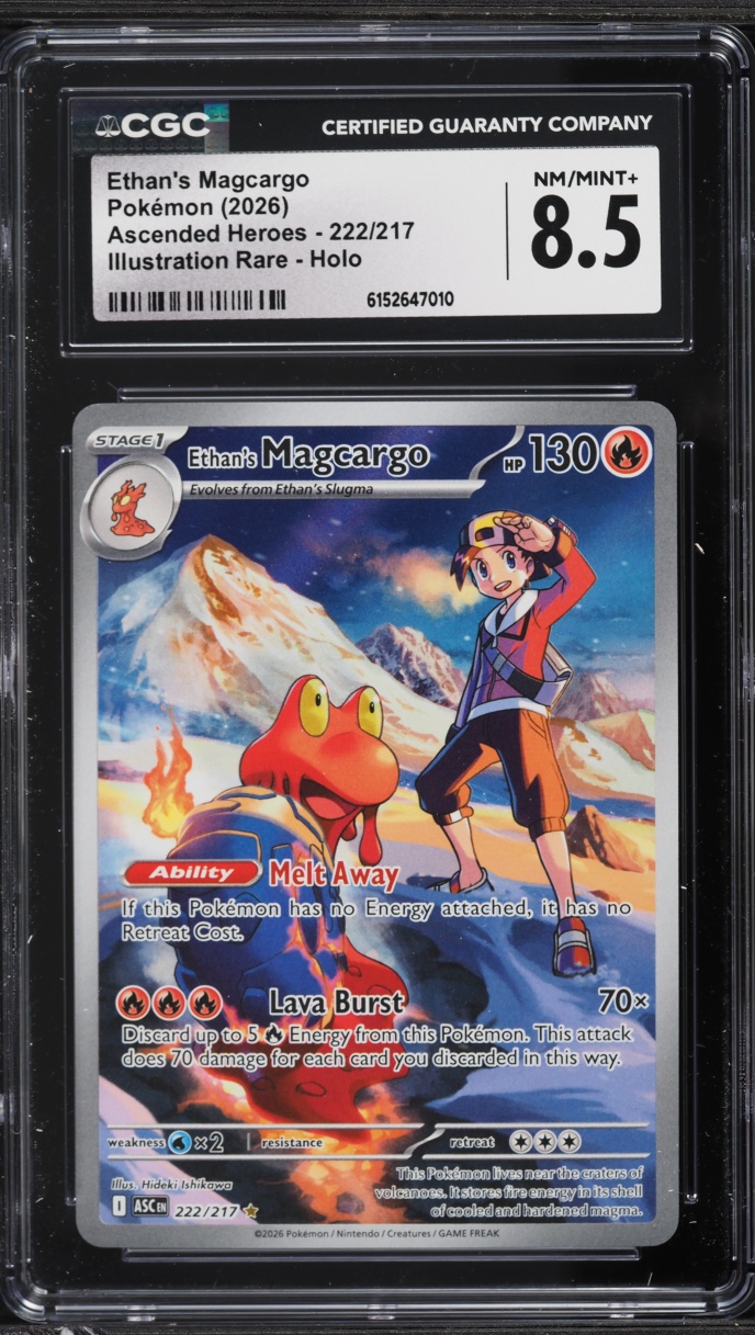2026 Pokemon Mega Evolution Ascended Heroes IR Ethan's Magcargo #222 CGC 8.5 NM-MT+