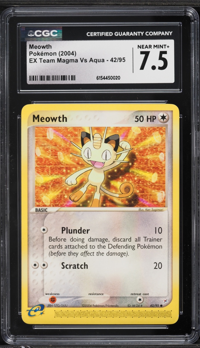 2004 Pokemon EX Team Magma Vs Aqua Meowth #42 CGC 7.5 NRMT+