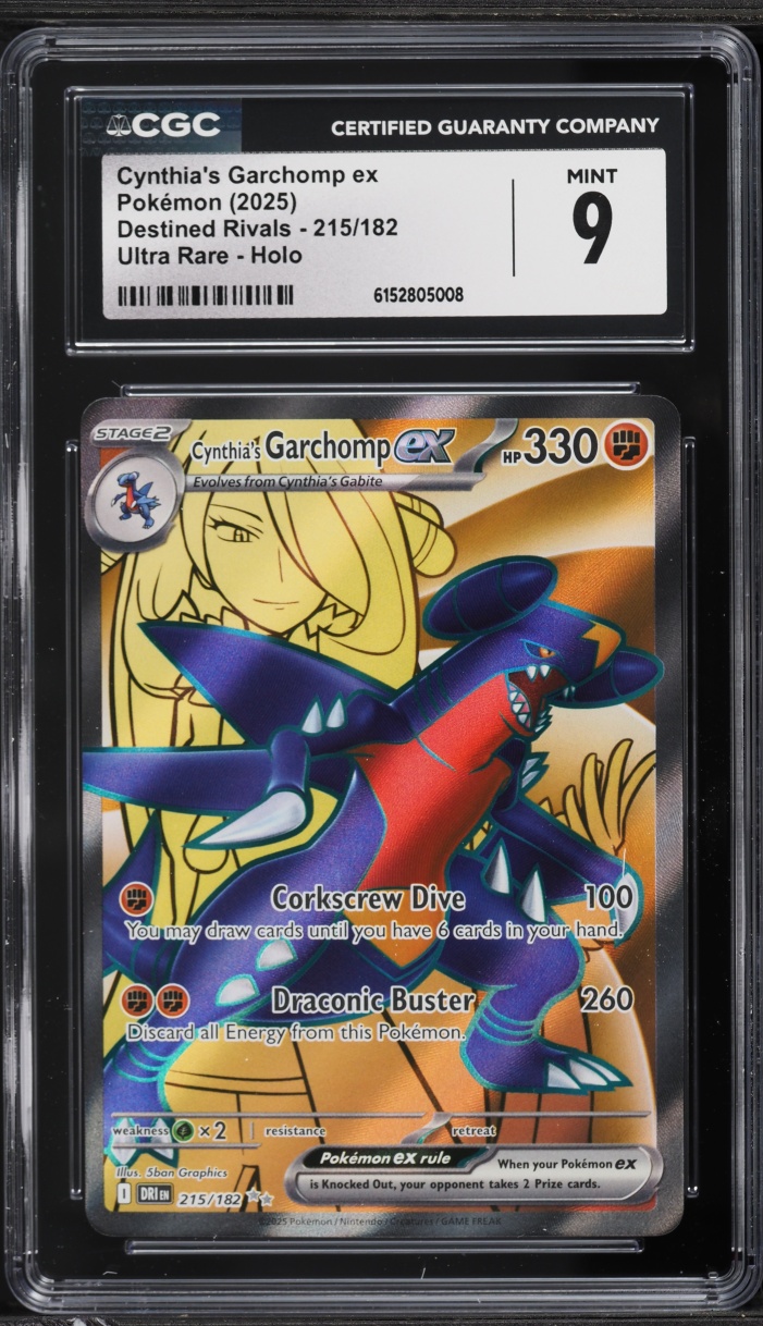2025 Pokemon Scarlet & Violet Destined Rivals Full Art Cynthia's Garchomp ex #215 CGC 9 MINT
