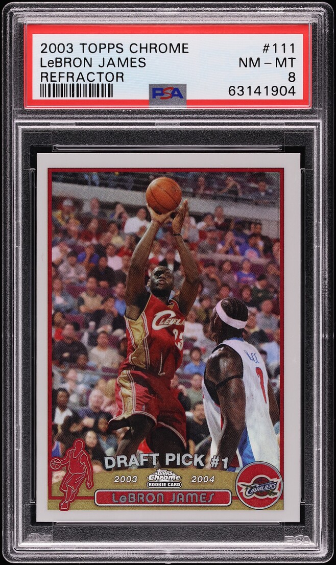 2003 Topps Chrome Refractor LeBron James ROOKIE #111 PSA 8 NM-MT - Photo 1