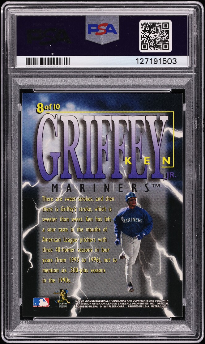 1997 Ultra Thunderclap Ken Griffey Jr. #8 PSA 9 MINT - Photo 2