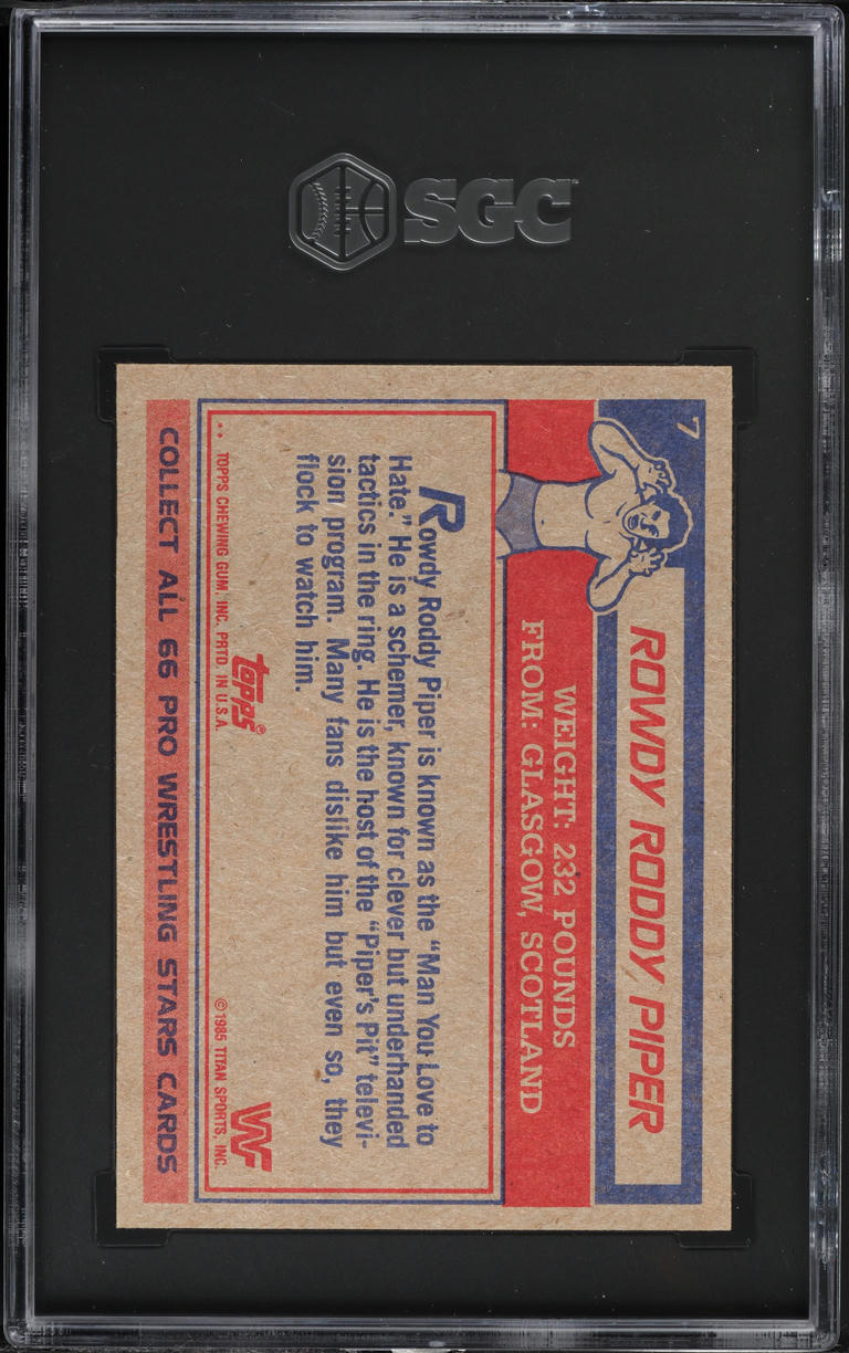1985 Topps WWF Rowdy Roddy Piper #7 SGC 8.5 NM-MT+