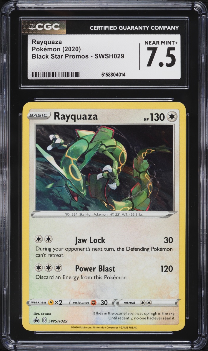 2020 Pokemon Sword & Shield Black Star Promo Cosmos Holo Rayquaza #SWSH029 CGC 7.5 NRMT+