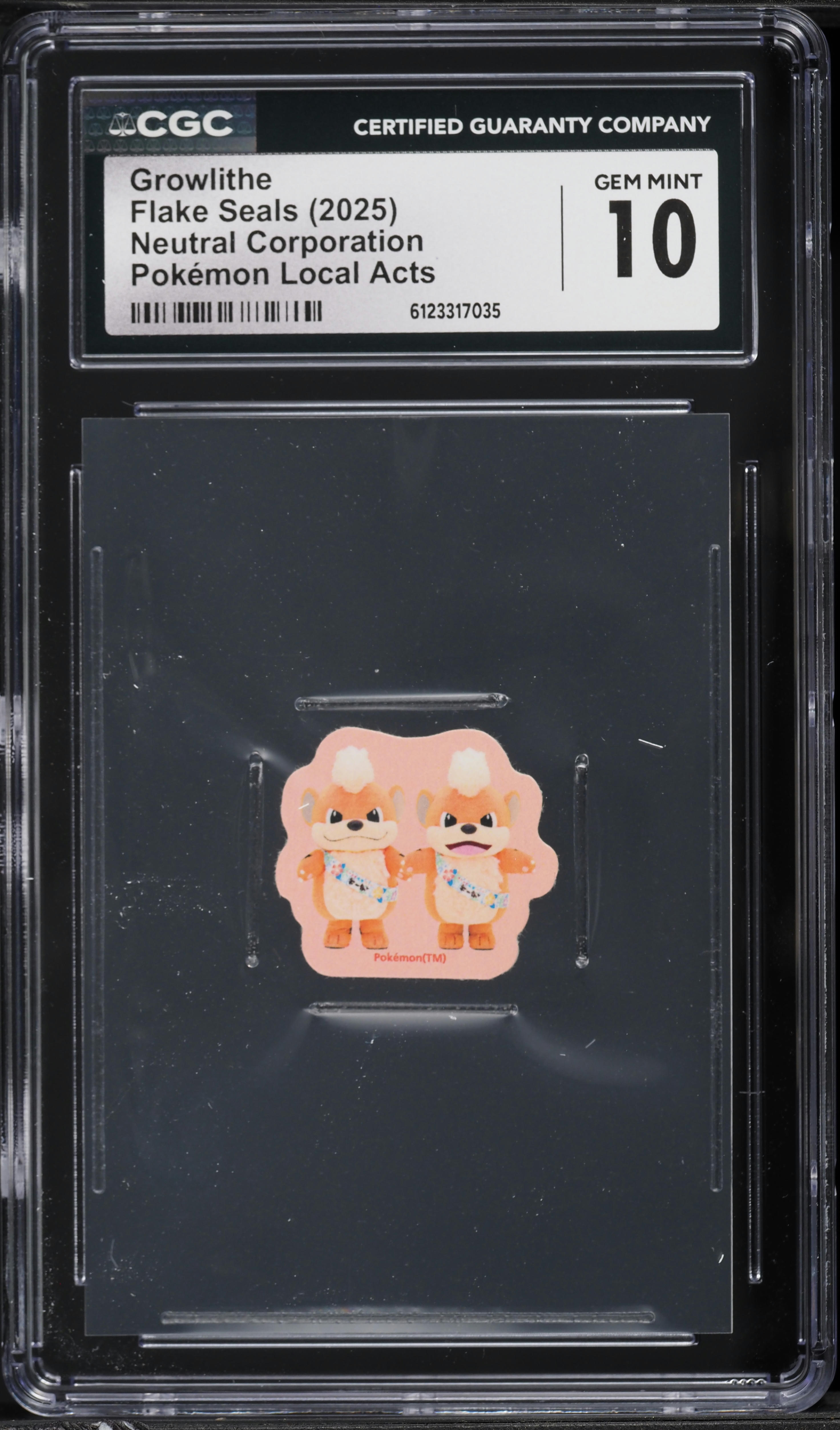 2025 Pokemon Flake Seals Neutral Corporation Local Acts Growlithe CGC 10 GEM MINT