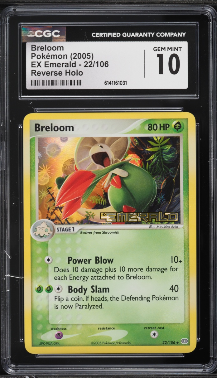 2005 Pokemon EX Emerald Reverse Holo Breloom #22 CGC 10 GEM MINT