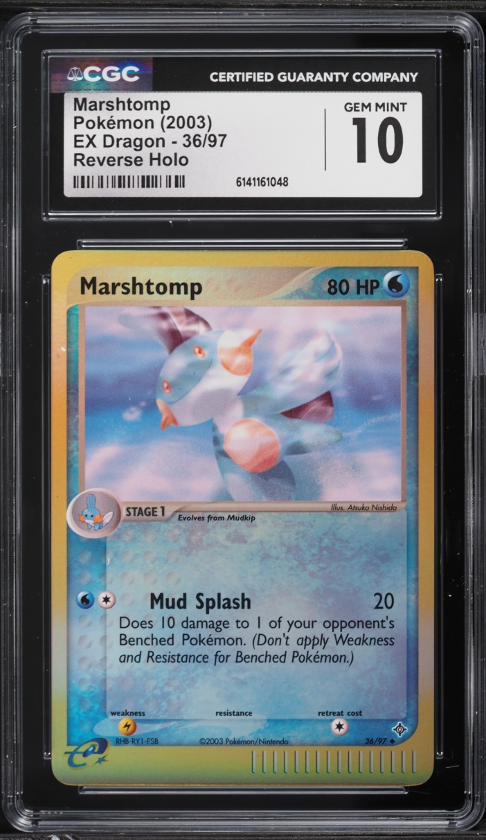 2003 Pokemon EX Dragon Reverse Holo Marshtomp #36 CGC 10 GEM MINT