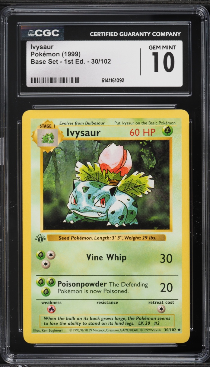 1999 Pokemon Base Set Shadowless 1st Edition Ivysaur #30 CGC 10 GEM MINT