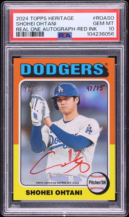 2024 Topps Heritage Real One Red Ink Shohei Ohtani AUTO /75 #ROA-SO PSA 10 GEM MINT