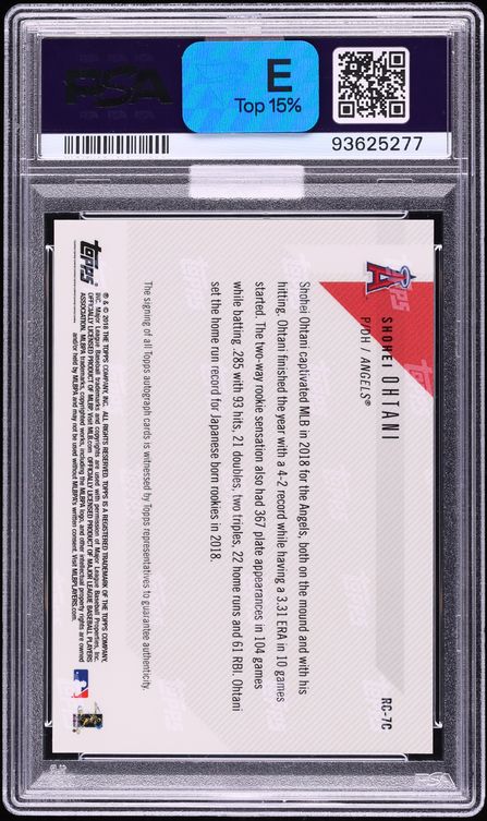 2018 Topps Now Off-Season Purple Shohei Ohtani ROOKIE AUTO DNA 10 /25 #RC7C MBA PSA 10 GEM MINT