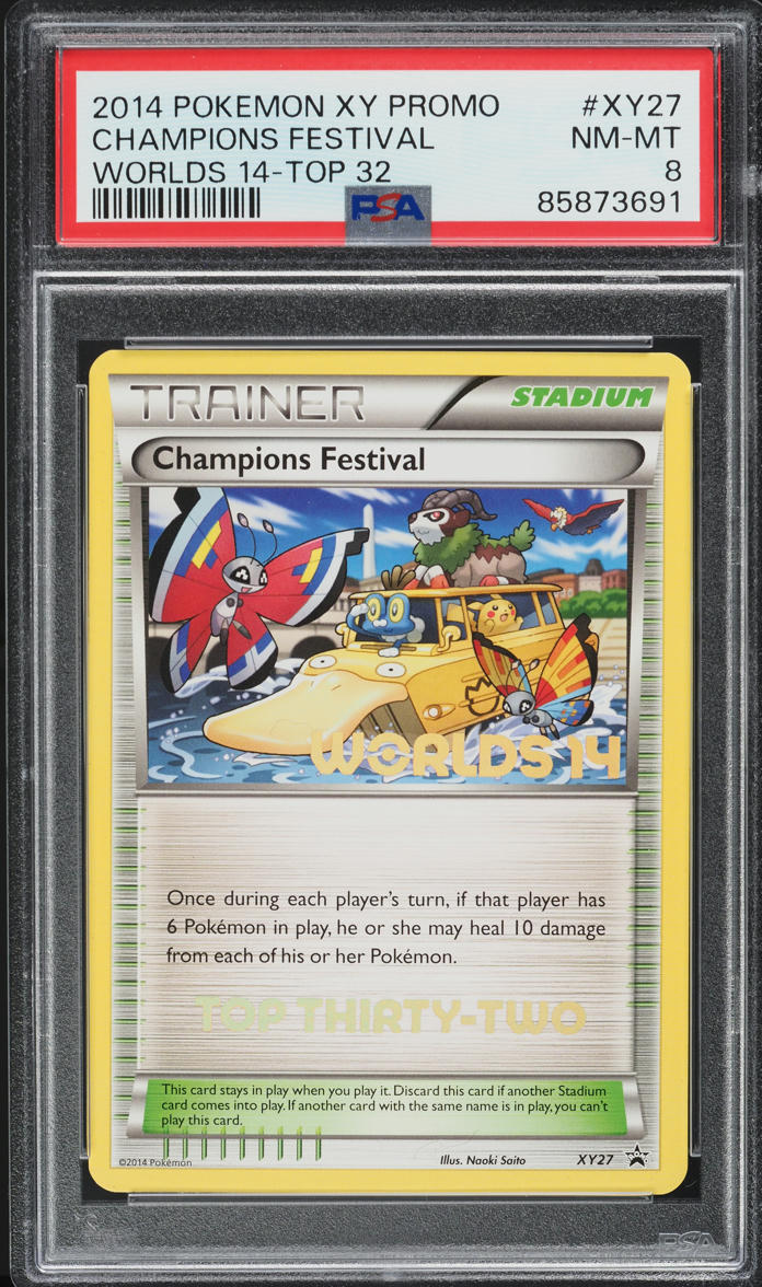 2014 Pokemon XY Black Star Promo Worlds 14 Top 32 Champions Festival #XY27 PSA 8