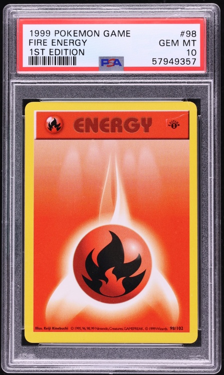 1999 Pokemon Base Set Shadowless 1st Edition Fire Energy #98 PSA 10 GEM MINT