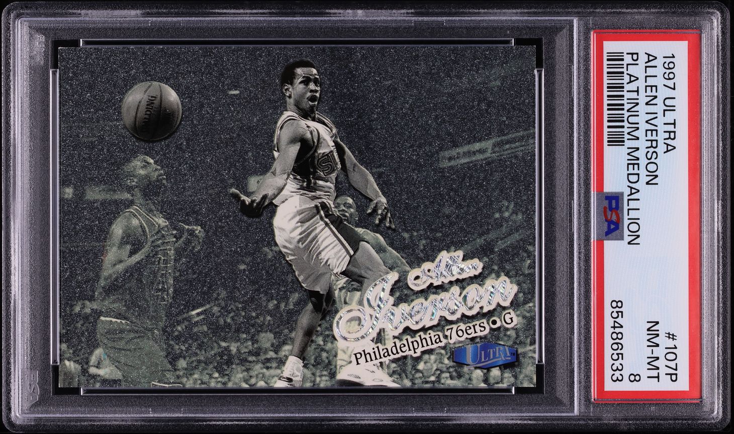 1997 Ultra Platinum Medallion Allen Iverson /100 #107P PSA 8 NM-MT
