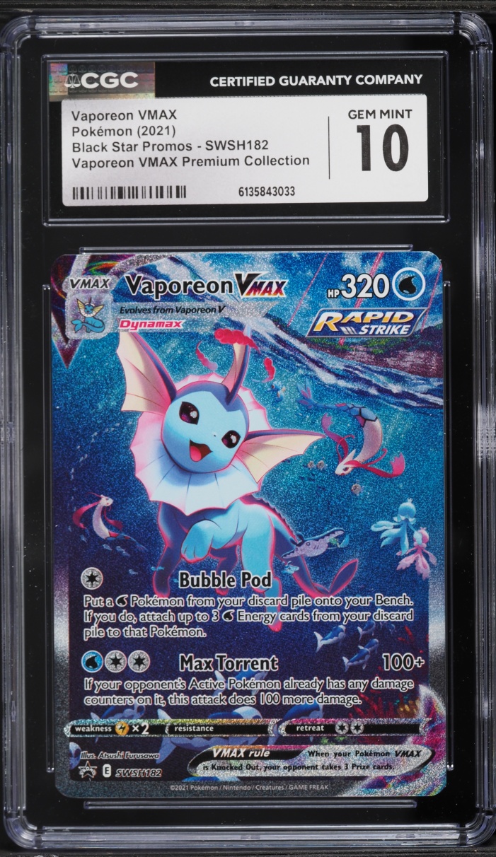 2021 Pokemon Sword & Shield Promo Premium Collection Alt Art Vaporeon VMAX #SWSH182 CGC 10 GEM