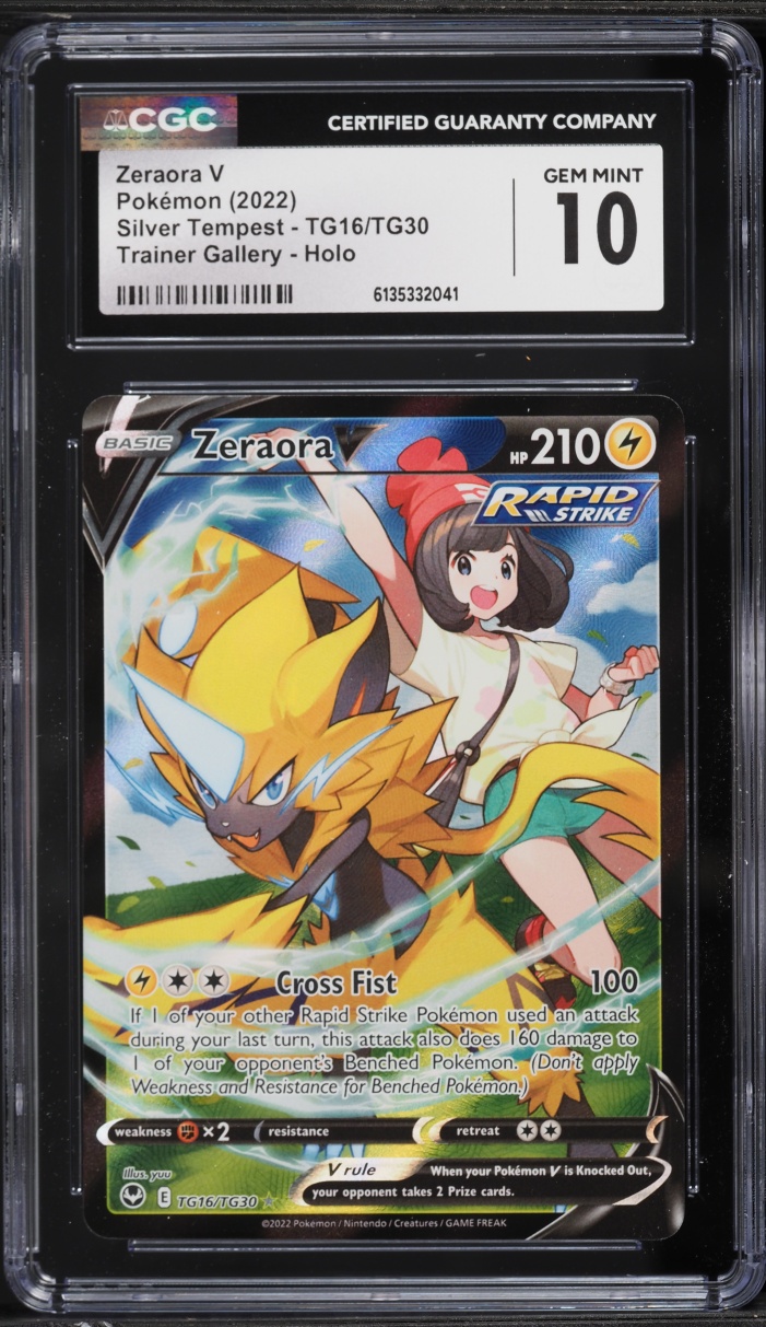 2022 Pokemon Sword & Shield Silver Tempest CHR Zeraora V #TG16 CGC 10 GEM MINT
