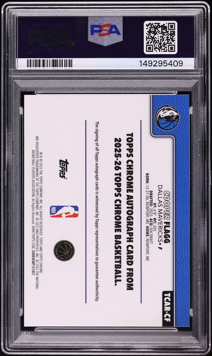 2025 Topps Chrome Black Refractor Cooper Flagg ROOKIE AUTO /10