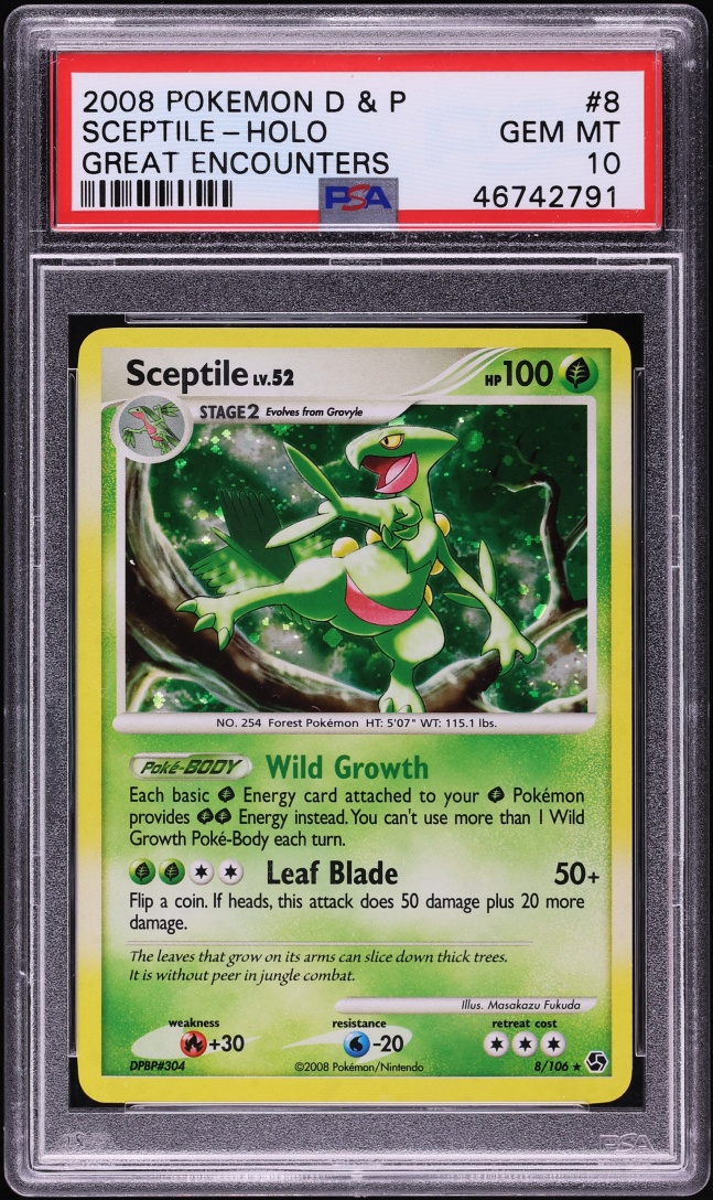 2008 Pokemon Diamond & Pearl Great Encounters Holo Sceptile #8 PSA 10 GEM MINT