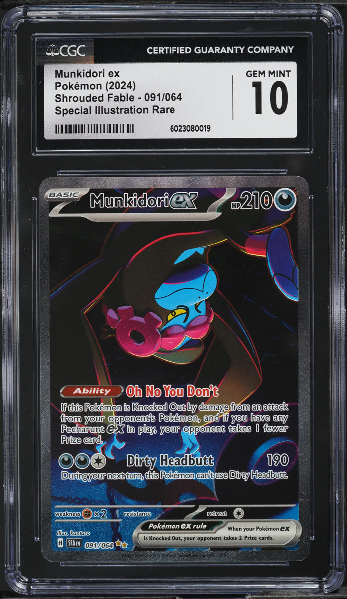 2024 Pokemon Scarlet & Violet Shrouded Fable AR Munkidori ex #91 CGC 10 GEM MINT