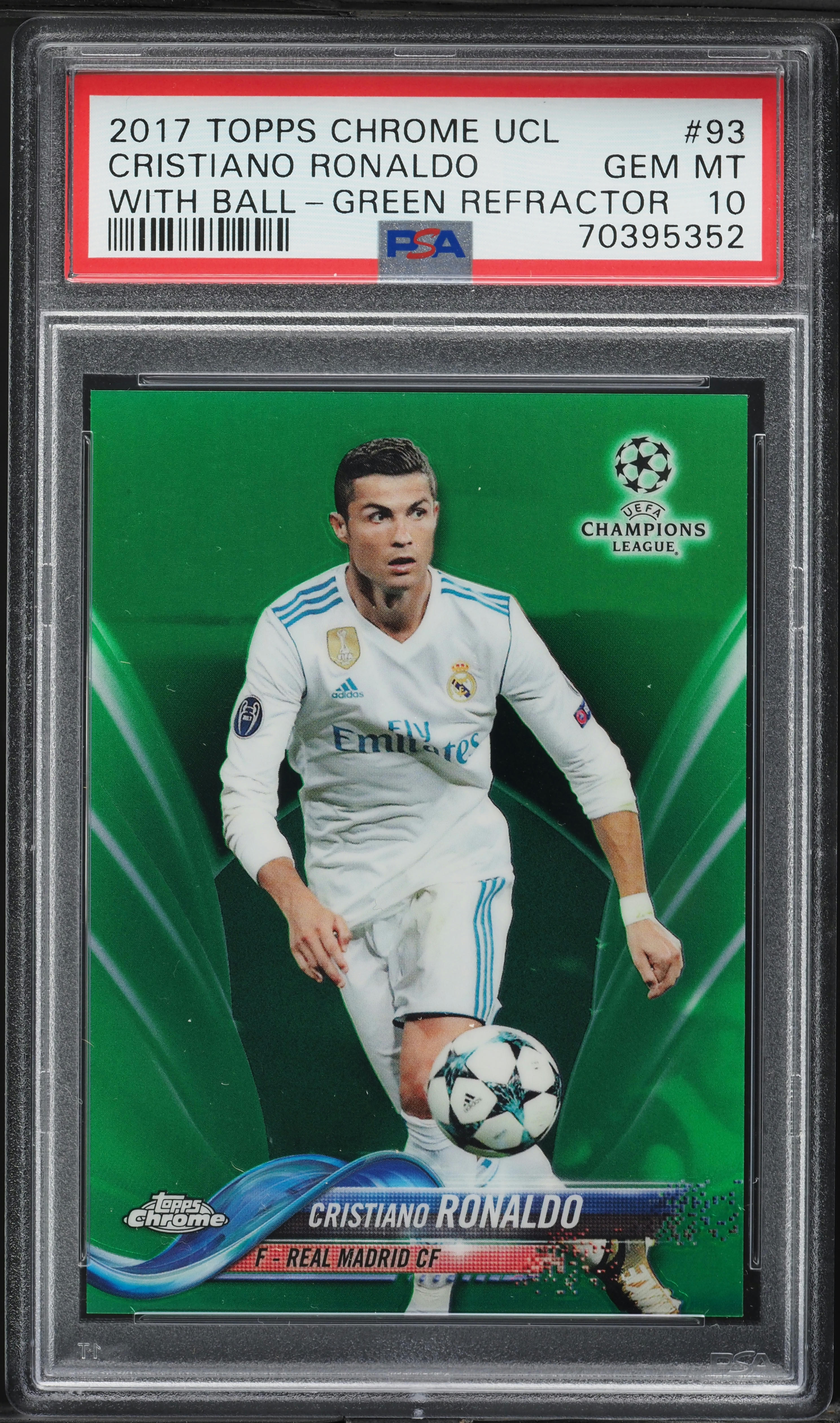 2017 Topps Chrome UEFA Green Refractor Cristiano Ronaldo /99