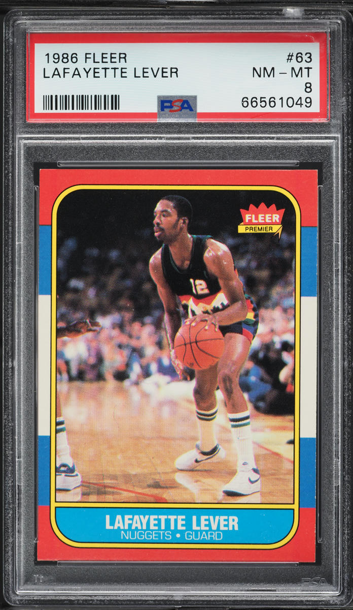 1986 Fleer Basketball Lafayette Lever #63 PSA 8 NM-MT