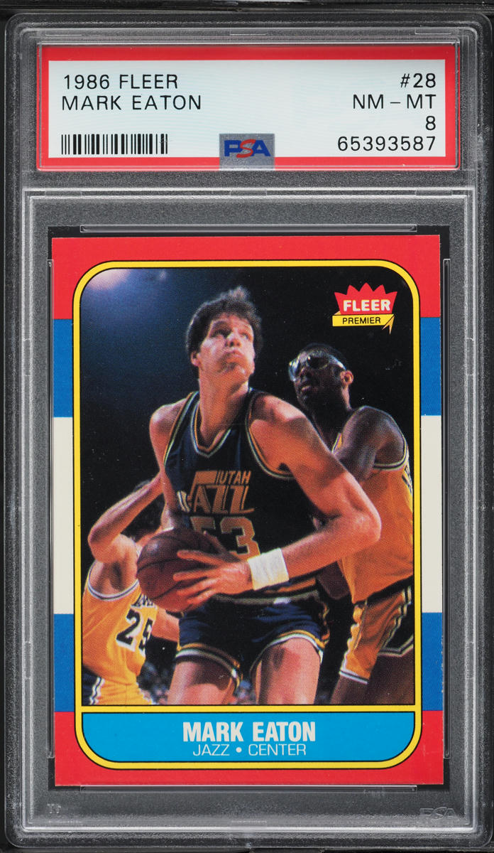 1986 Fleer Basketball Mark Eaton #28 PSA 8 NM-MT