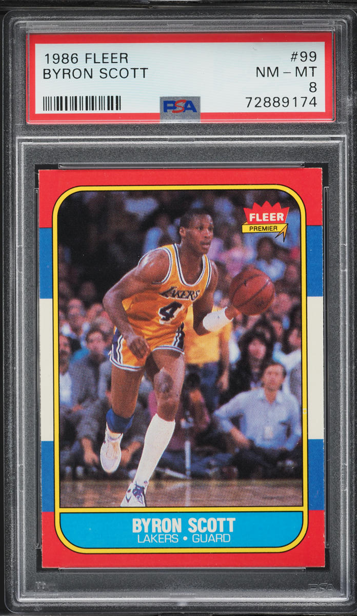1986 Fleer Basketball Byron Scott ROOKIE #99 PSA 8 NM-MT