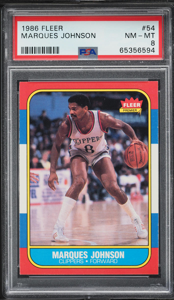 1986 Fleer Basketball Marques Johnson #54 PSA 8 NM-MT