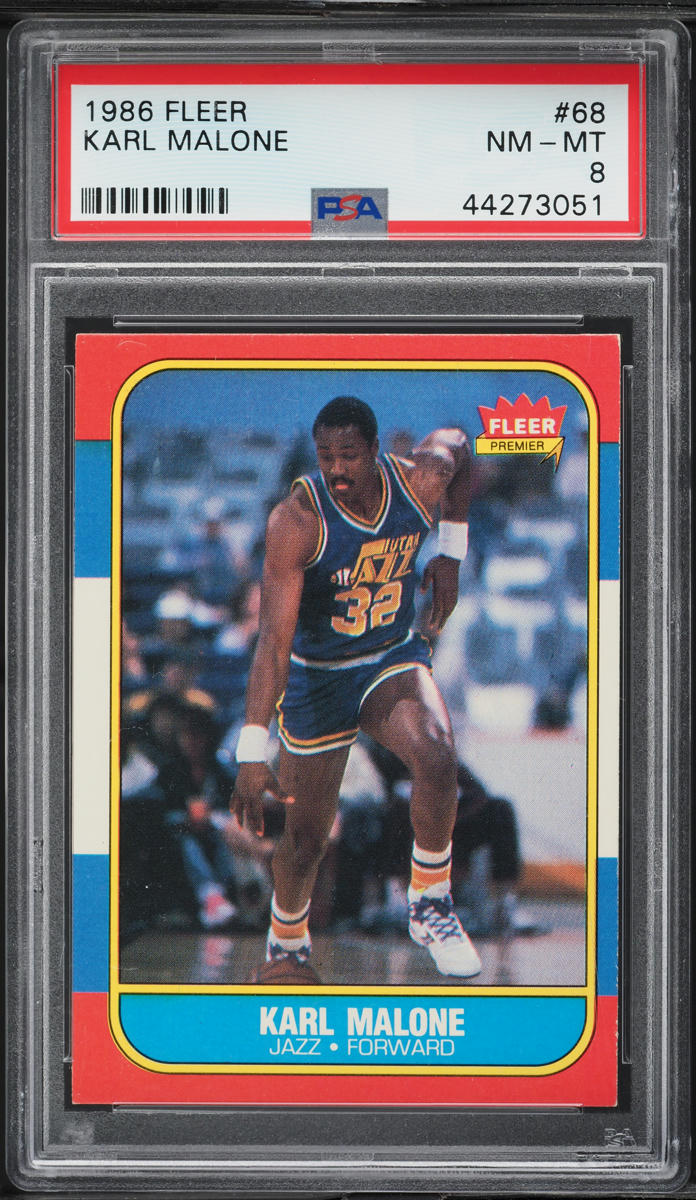 1986 Fleer Basketball Karl Malone ROOKIE #68 PSA 8 NM-MT