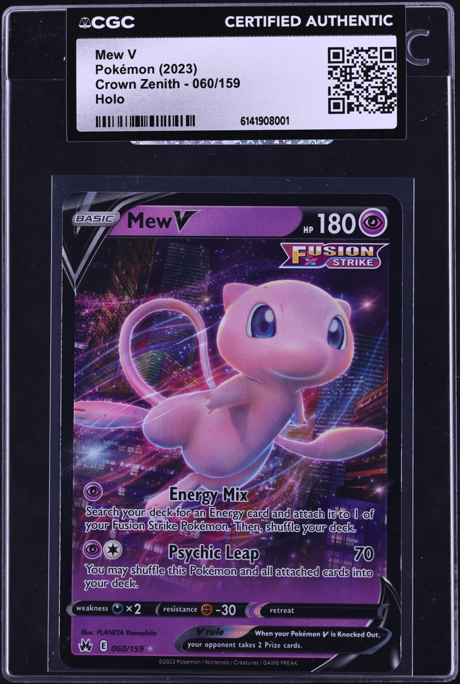2023 Pokemon Sword & Shield Crown Zenith Mew V #60 CGC AUTH