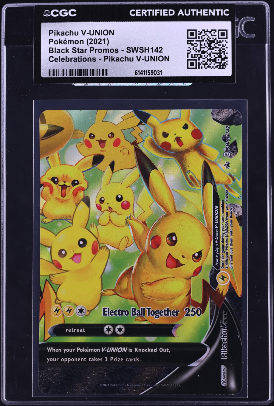 2021 Pokemon Sword & Shield Promo Celebrations Alt Art Pikachu V-UNION #SWSH142 CGC AUTH