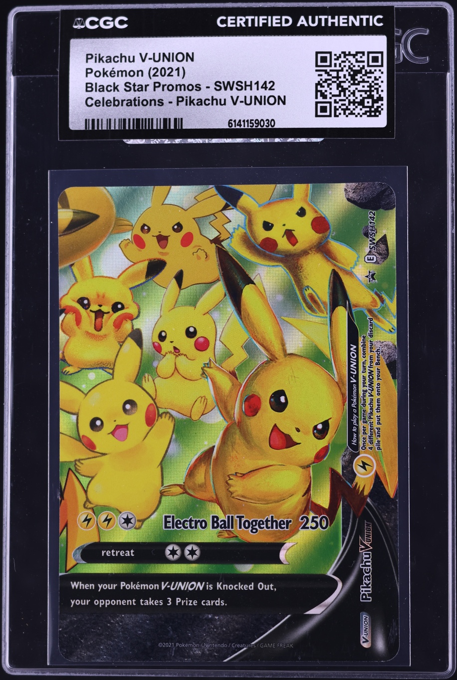 2021 Pokemon Sword & Shield Promo Celebrations Alt Art Pikachu V-UNION #SWSH142 CGC AUTH