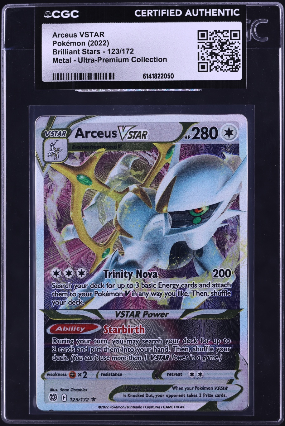 2022 Pokemon Sword & Shield Brilliant Stars Ultra Premium Metal Arceus VSTAR #123 CGC AUTH