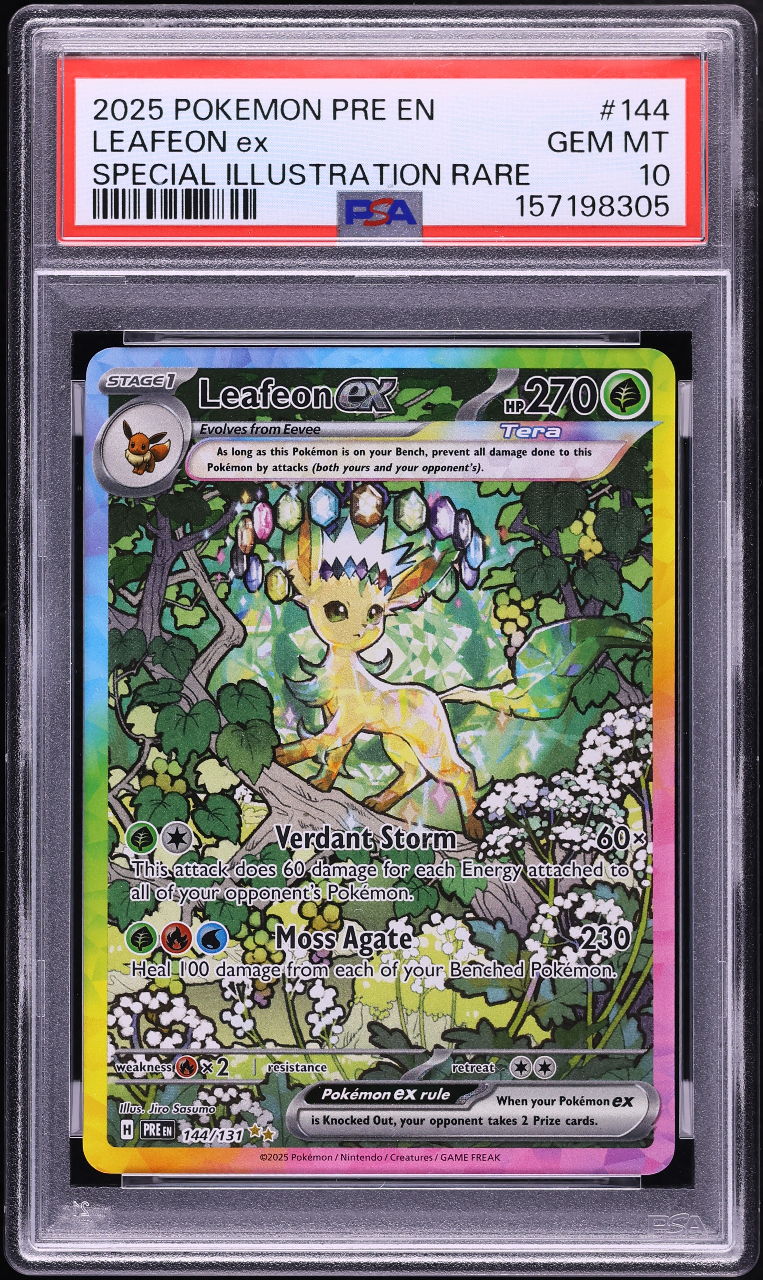 2025 Pokemon Scarlet & Violet Prismatic Evolutions SIR Leafeon ex #144 PSA 10 GEM MINT