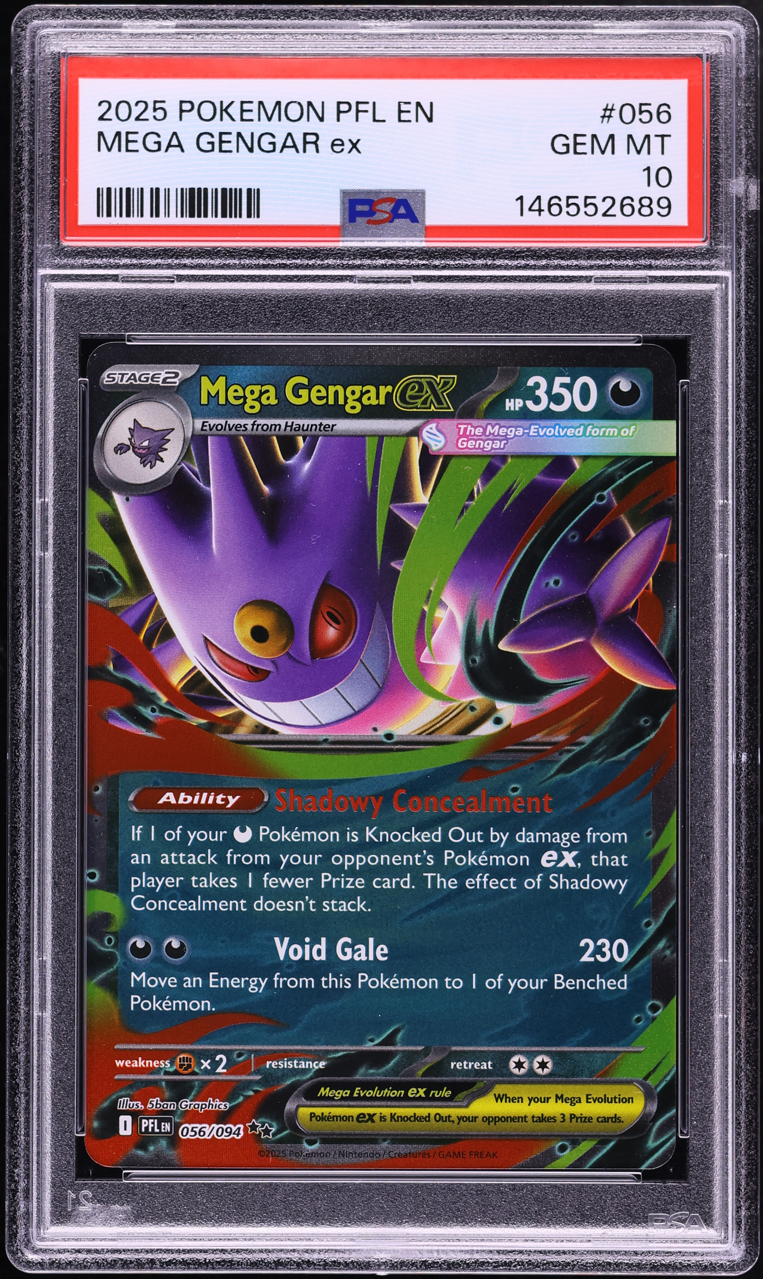 2025 Pokemon Mega Evolution Phantasmal Flames Holo Mega Gengar ex #56 PSA 10 GEM MINT