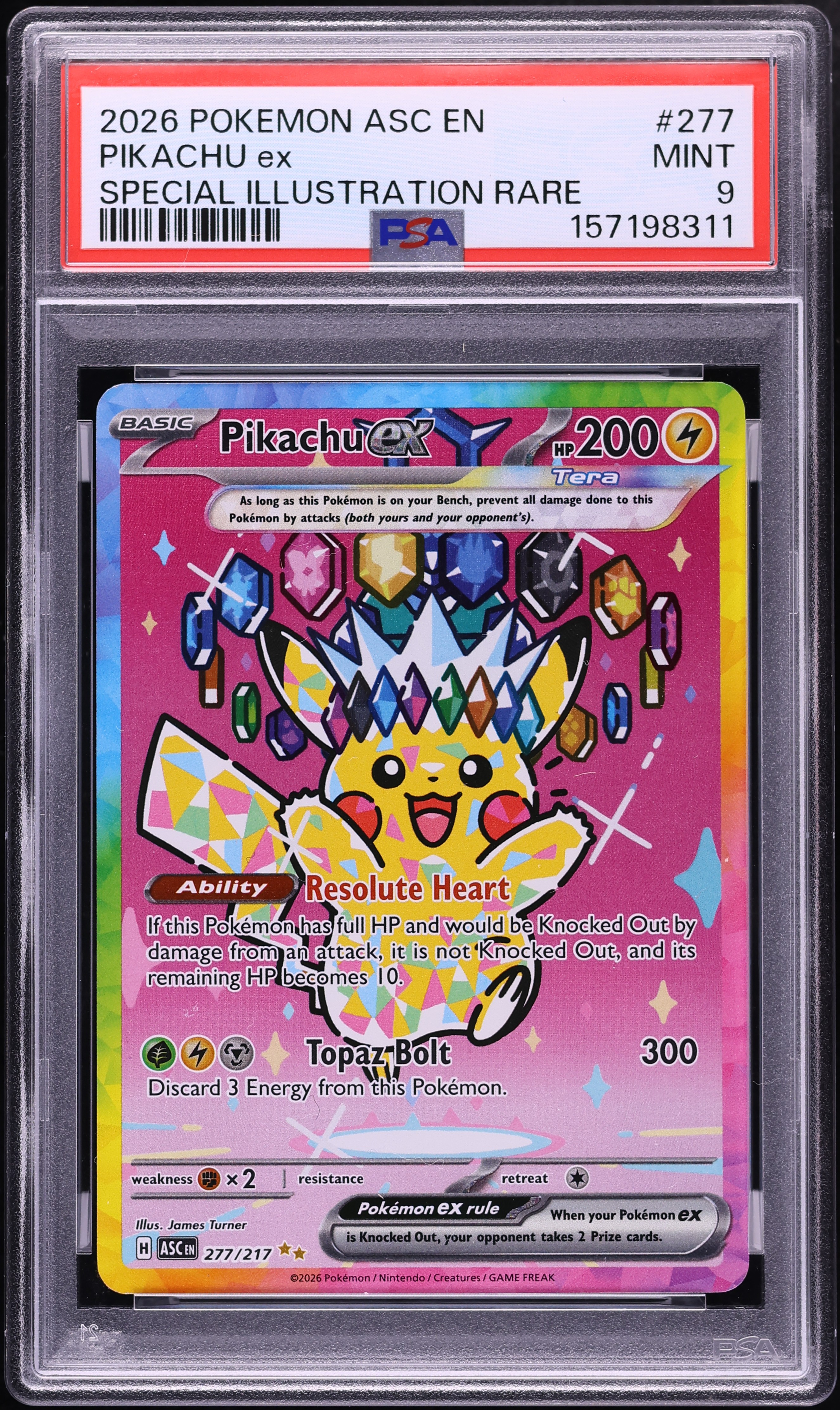 2026 Pokemon Mega Evolution Ascended Heroes SIR Pikachu ex #277 PSA 9 MINT