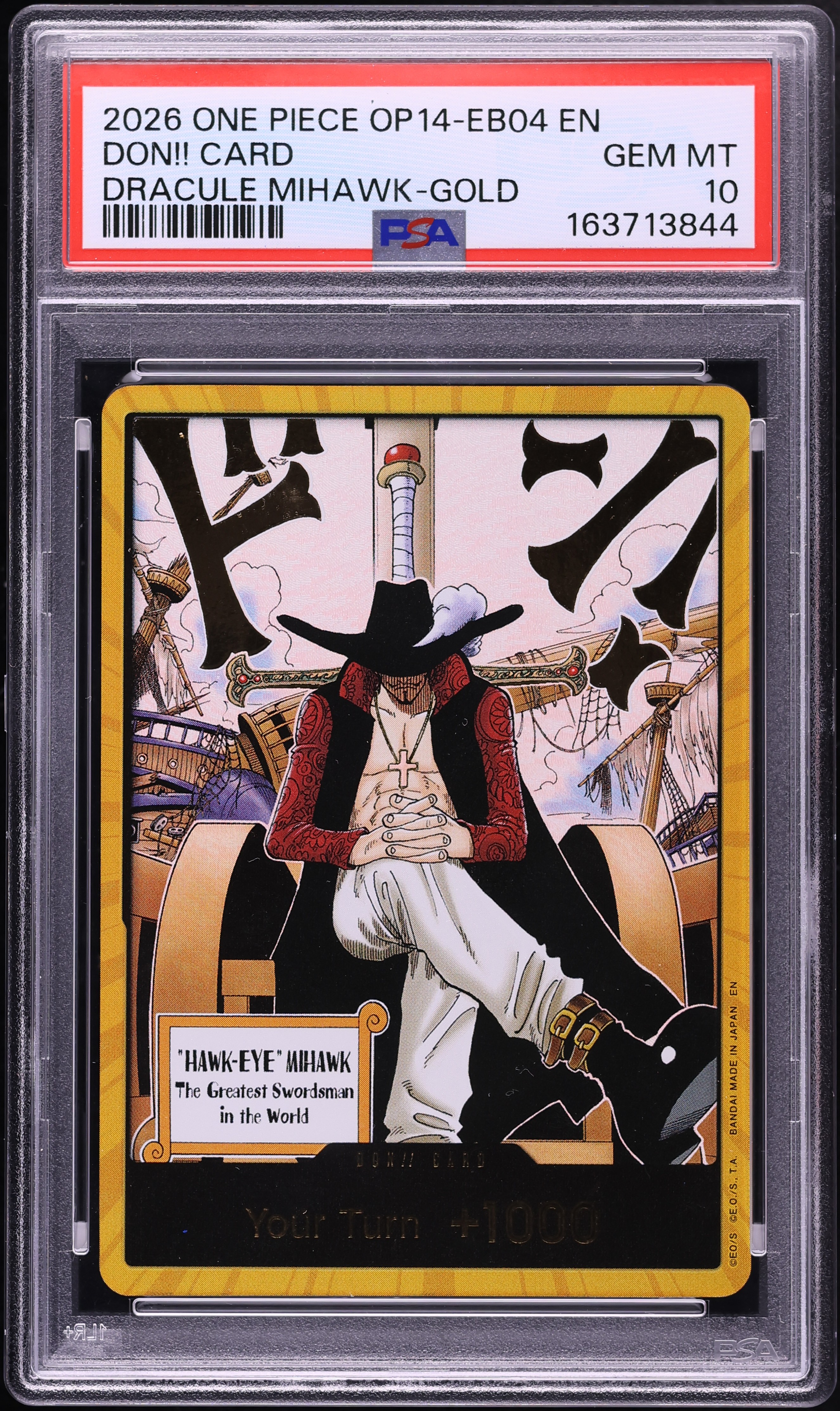 2026 One Piece The Azure Sea's Seven Gold Don!! Dracule Mihawk PSA 10 GEM MINT