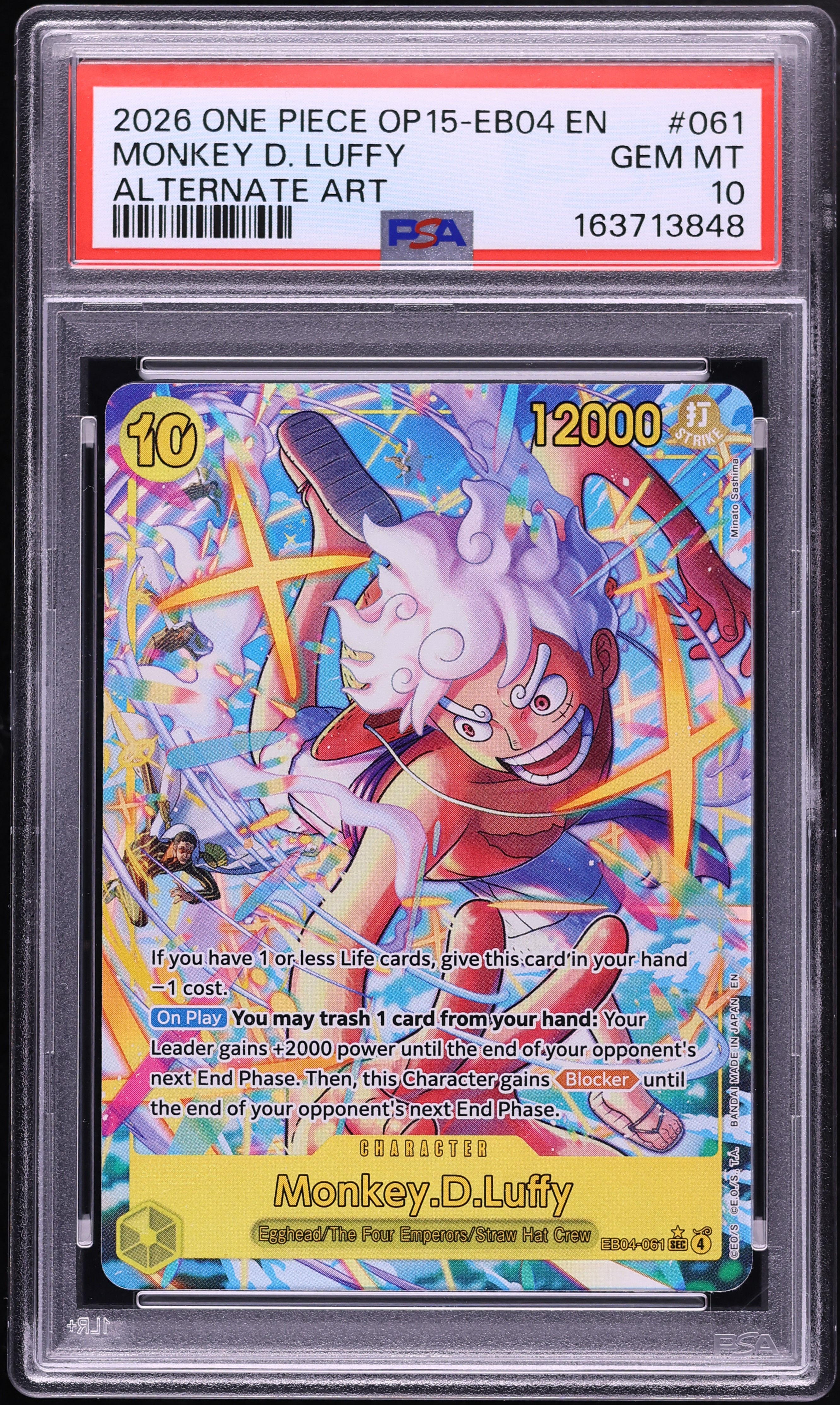 2026 One Piece Adventure On Kami's Island SEC Alt Art Monkey D. Luffy #EB04-061 PSA 10 GEM MINT