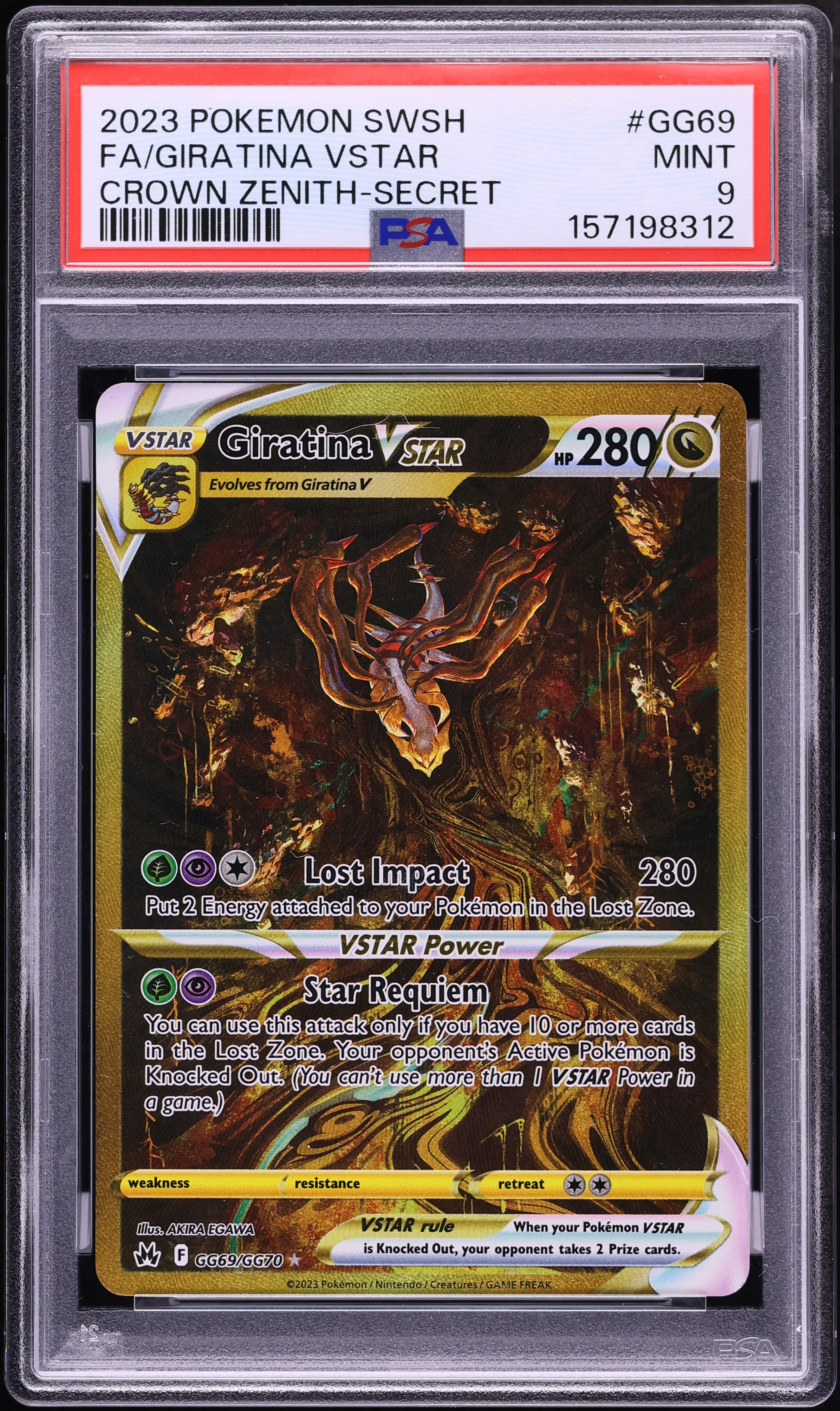 2023 Pokemon Sword & Shield Crown Zenith Gold Rare Giratina VSTAR #GG69 PSA 9 MINT