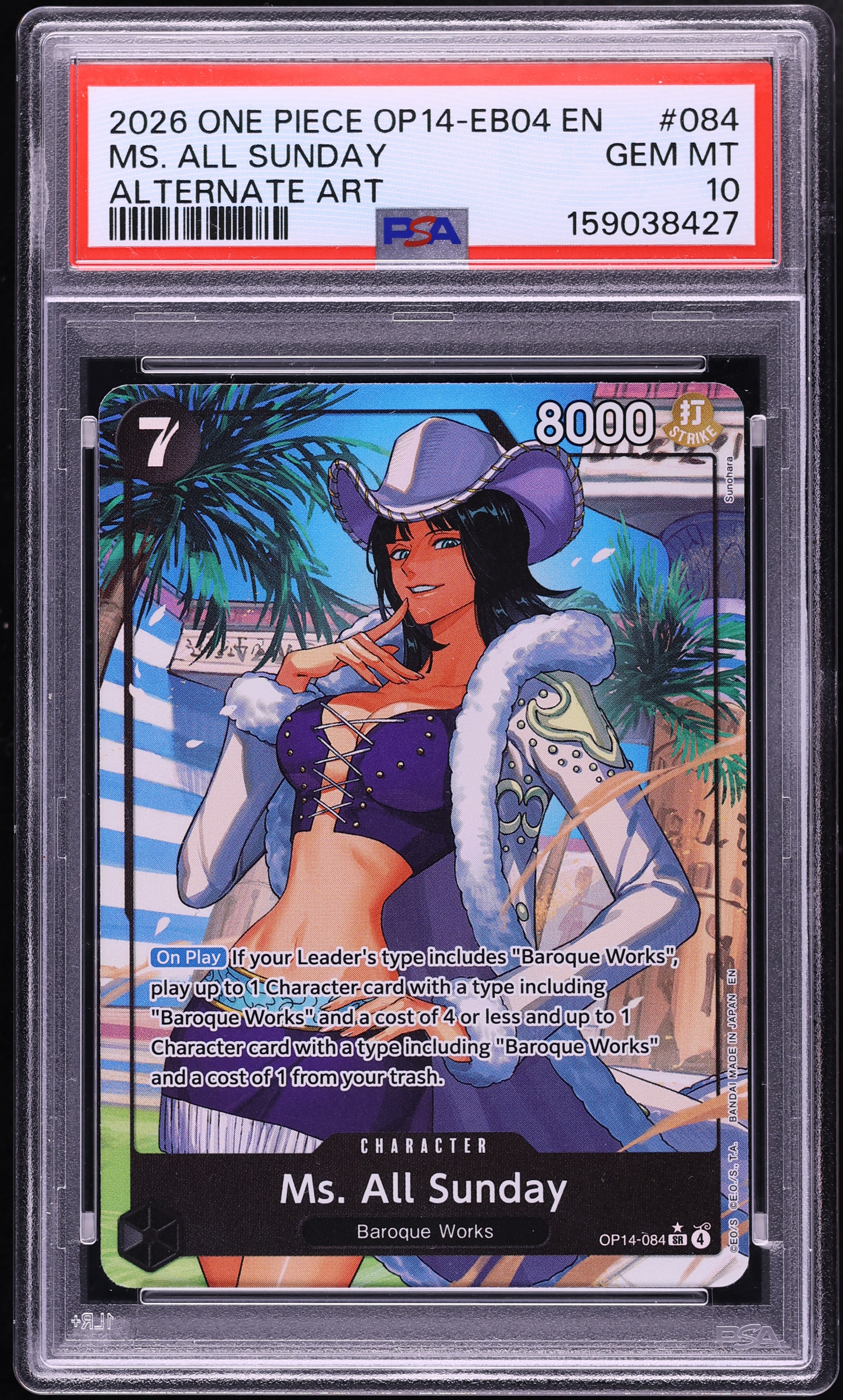 2026 One Piece The Azure Sea's Seven SR Alt Art Ms. All Sunday #OP14-084 PSA 10 GEM MINT